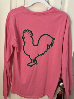 Women’s Pink/Salmon Long-Sleeve Shirt with Rooster Graphic